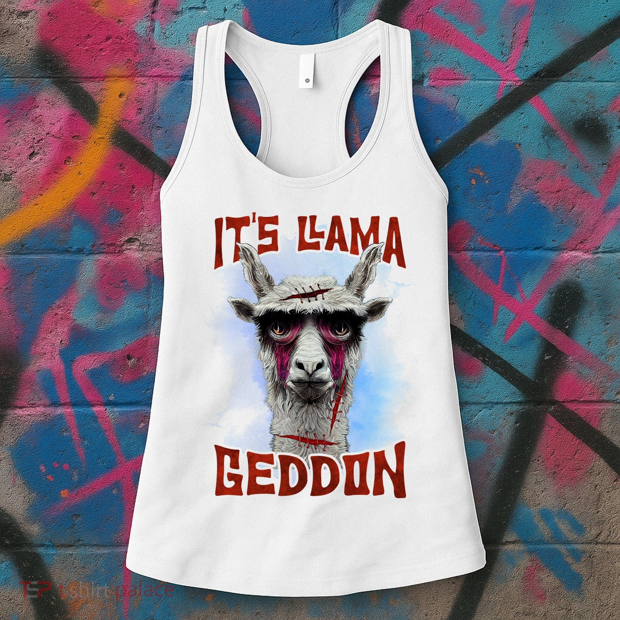 It's Llamageddon Halloween Llama Zombie Funny Spooky Costumes Graphic Plus Size Women's Tank Top