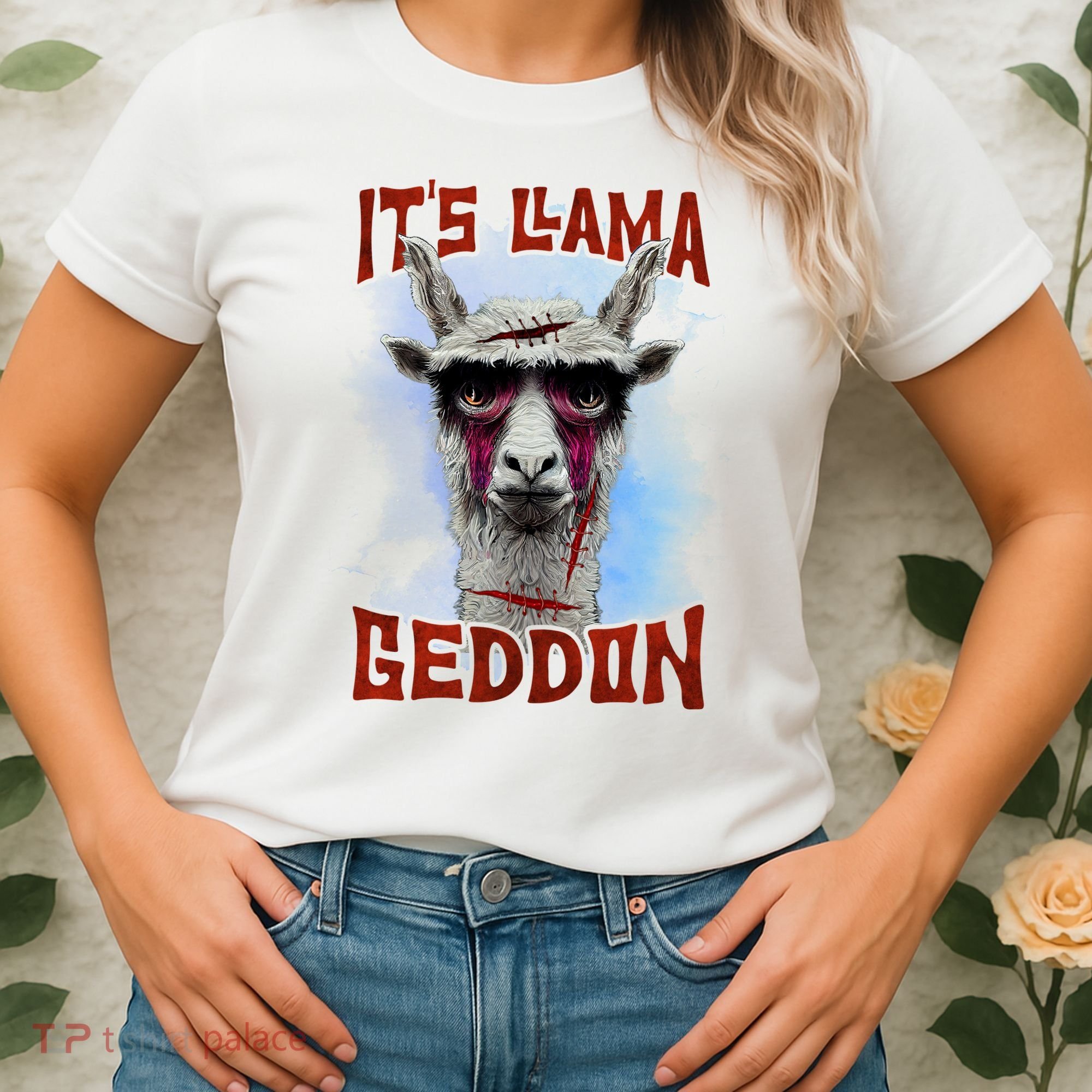 It's Llamageddon Halloween Llama Zombie Funny Spooky Costumes Graphic Plus Size Women's T-Shirt