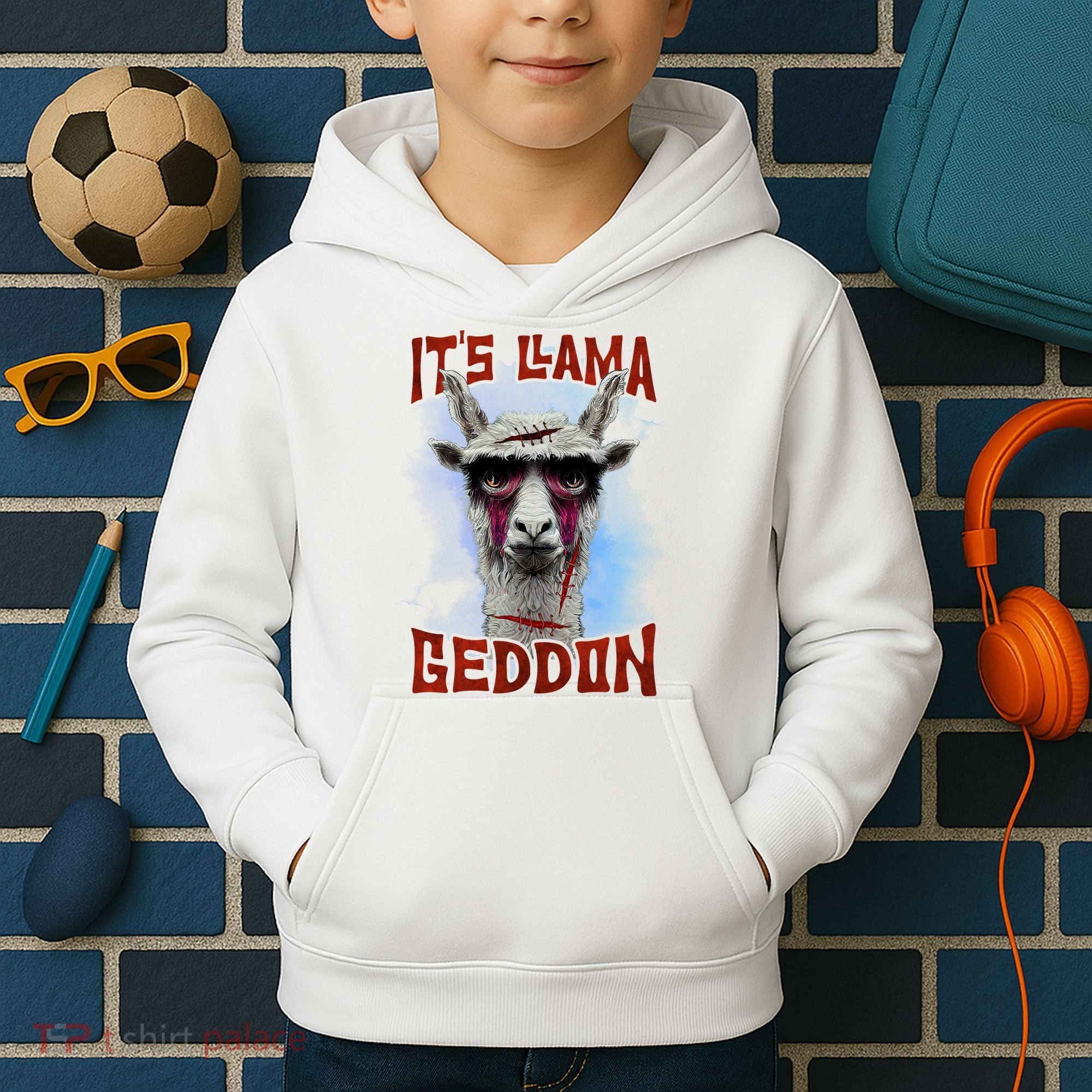 It's Llamageddon Halloween Llama Zombie Funny Spooky Costumes Graphic Plus Size Kids Hoodie