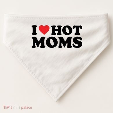I Love Hot Moms Distressed Retro Vintage Design USA-Made Doggie Bandana