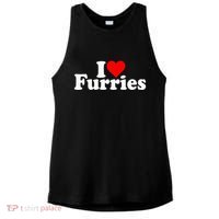 I Love Heart Furries Furry Fandom Cosplay Fursuit Ladies PosiCharge Tri-Blend Wicking Tank thumb 0