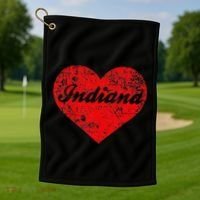 I Love Indiana Heart State Pride Region Midwest Gift Golf Towel thumb 1