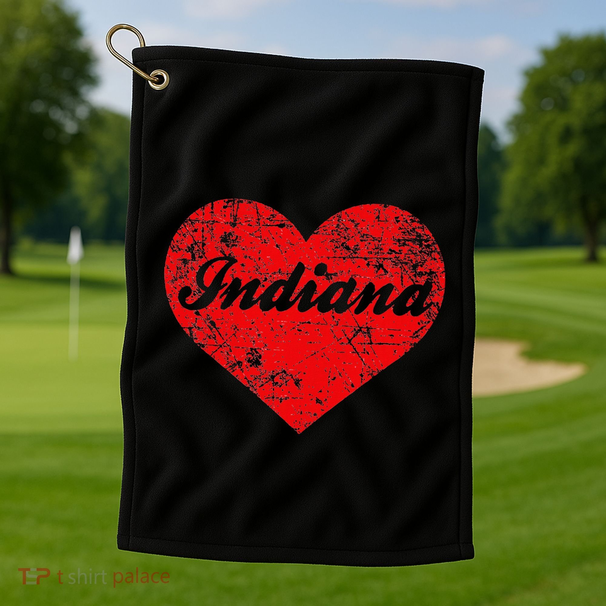 I Love Indiana Heart State Pride Region Midwest Gift Golf Towel