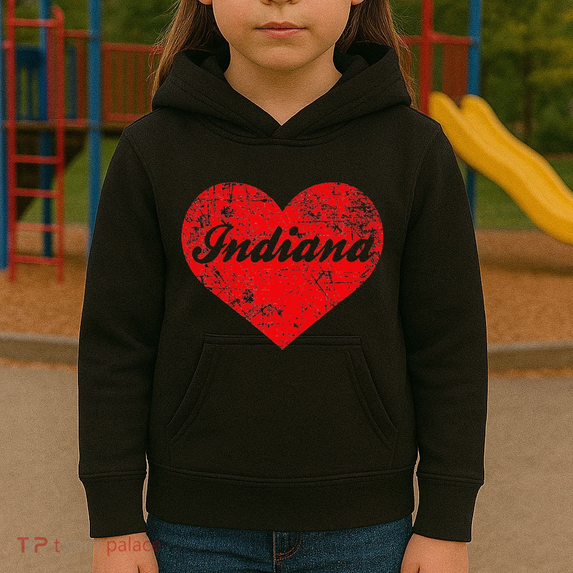 I Love Indiana Heart State Pride Region Midwest Gift Kids Hoodie