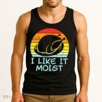I Like It Moist Turkey Retro Funny Thanksgiving Tank Top thumb 3