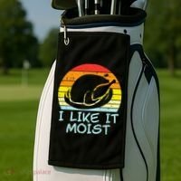 I Like It Moist Turkey Retro Funny Thanksgiving Golf Towel thumb 2