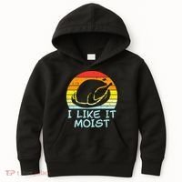 I Like It Moist Turkey Retro Funny Thanksgiving Kids Hoodie thumb 0