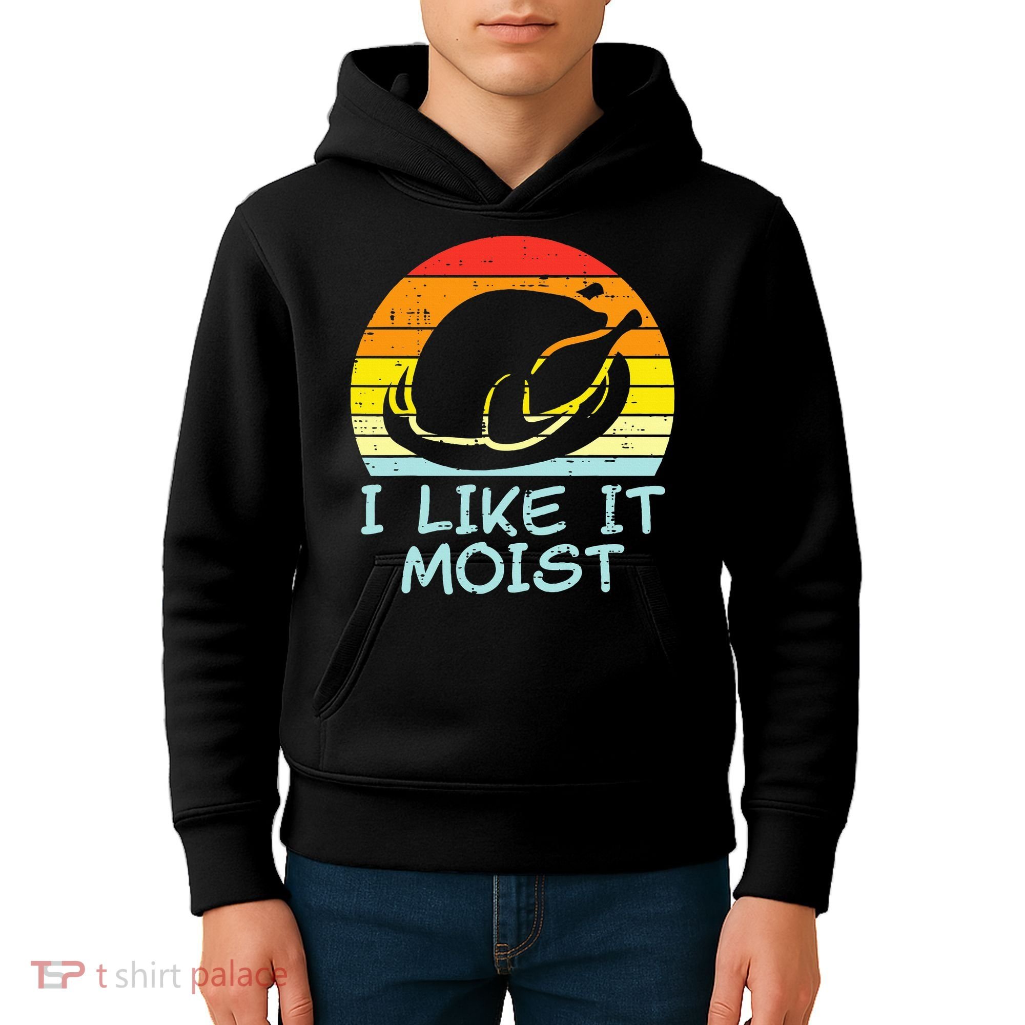 I Like It Moist Turkey Retro Funny Thanksgiving Kids Hoodie