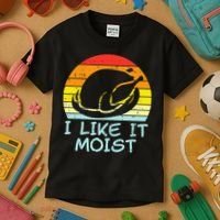 I Like It Moist Turkey Retro Funny Thanksgiving Kids T-Shirt thumb 3