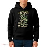 I Like It When She Bends Over Fishing Gifts Father's Day Kids Hoodie thumb 4