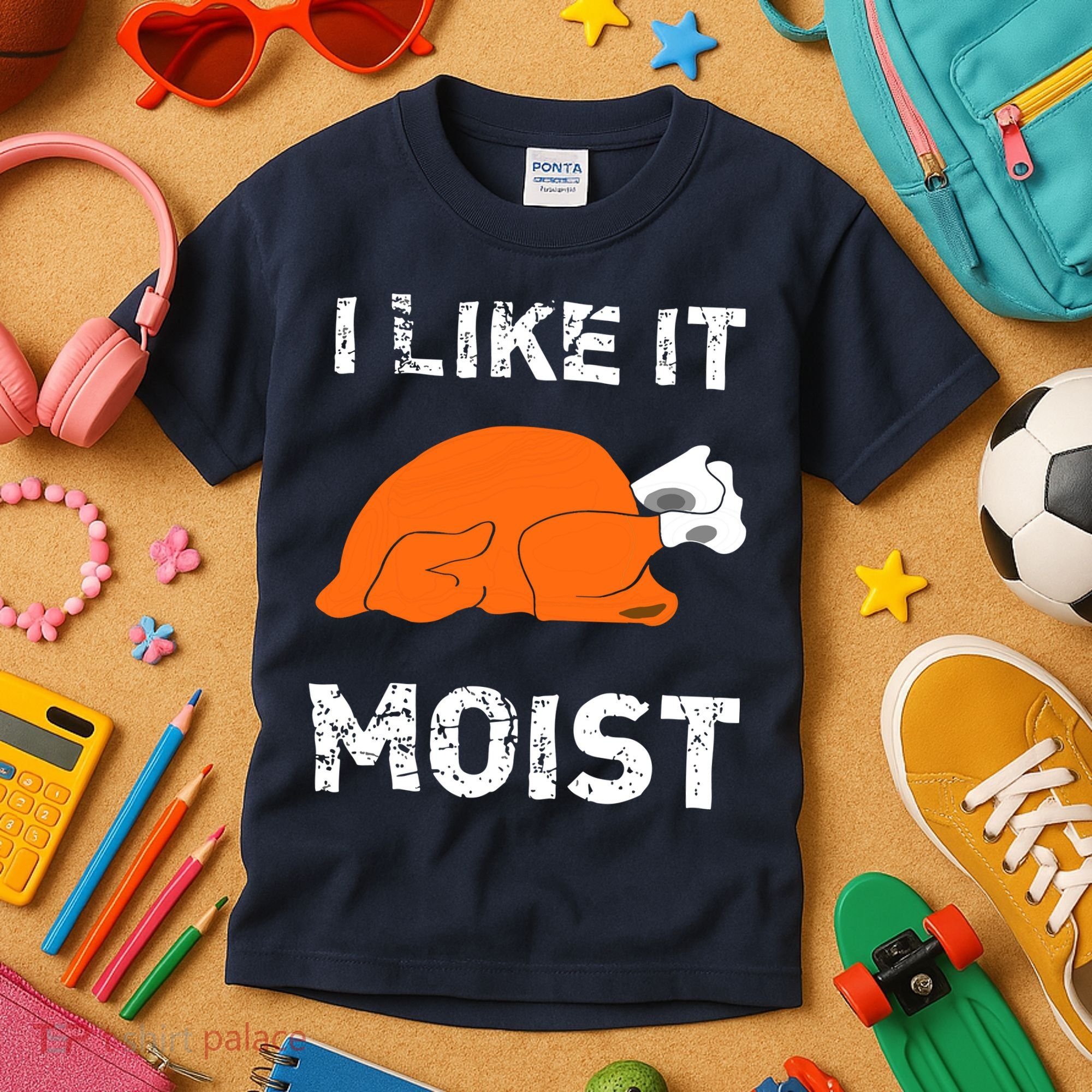 I Like It Moist Funny Turkey Thanksgiving Kids T-Shirt