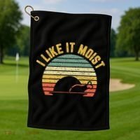 I Like It Moist Retro Funny Thanksgiving Golf Towel thumb 1