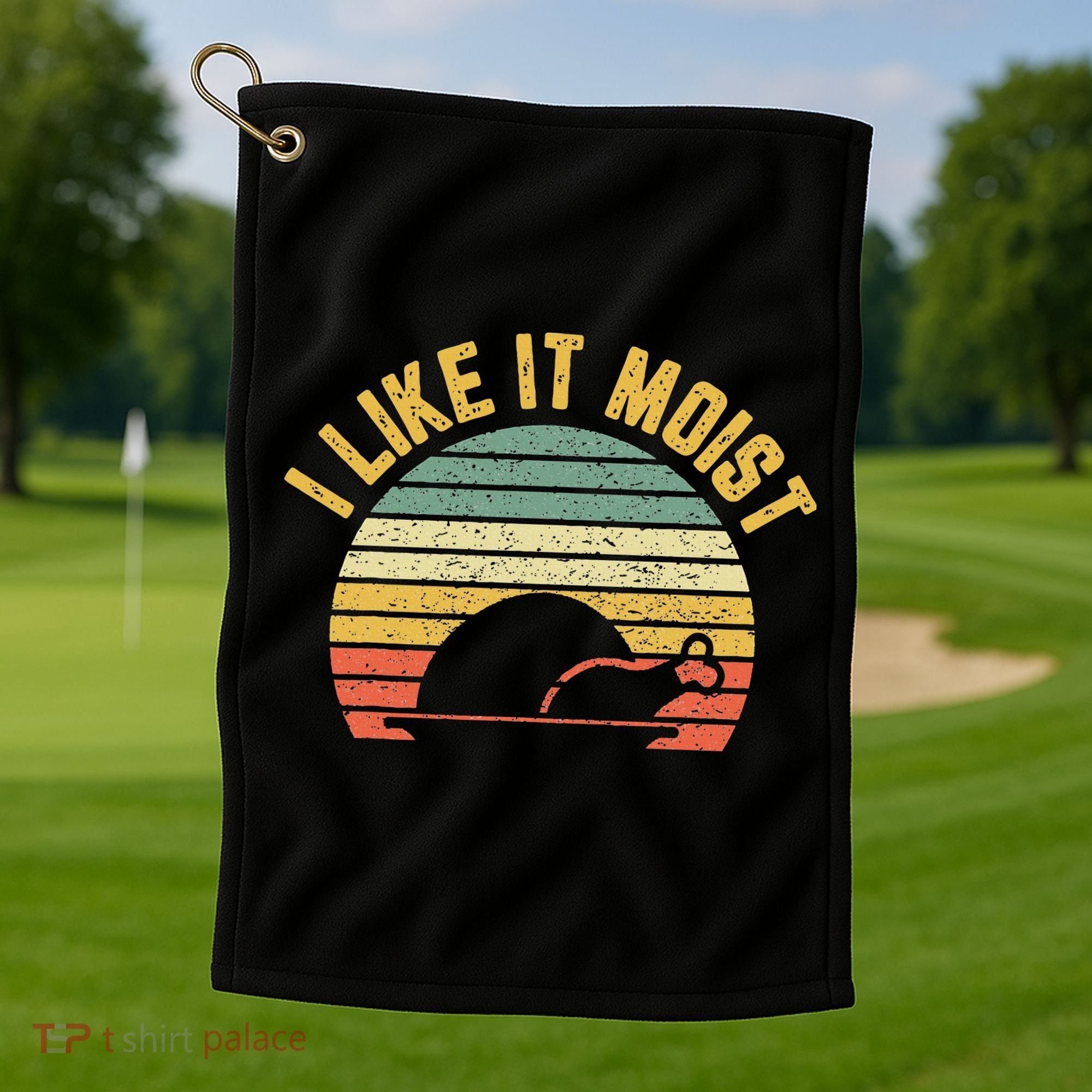 I Like It Moist Retro Funny Thanksgiving Golf Towel