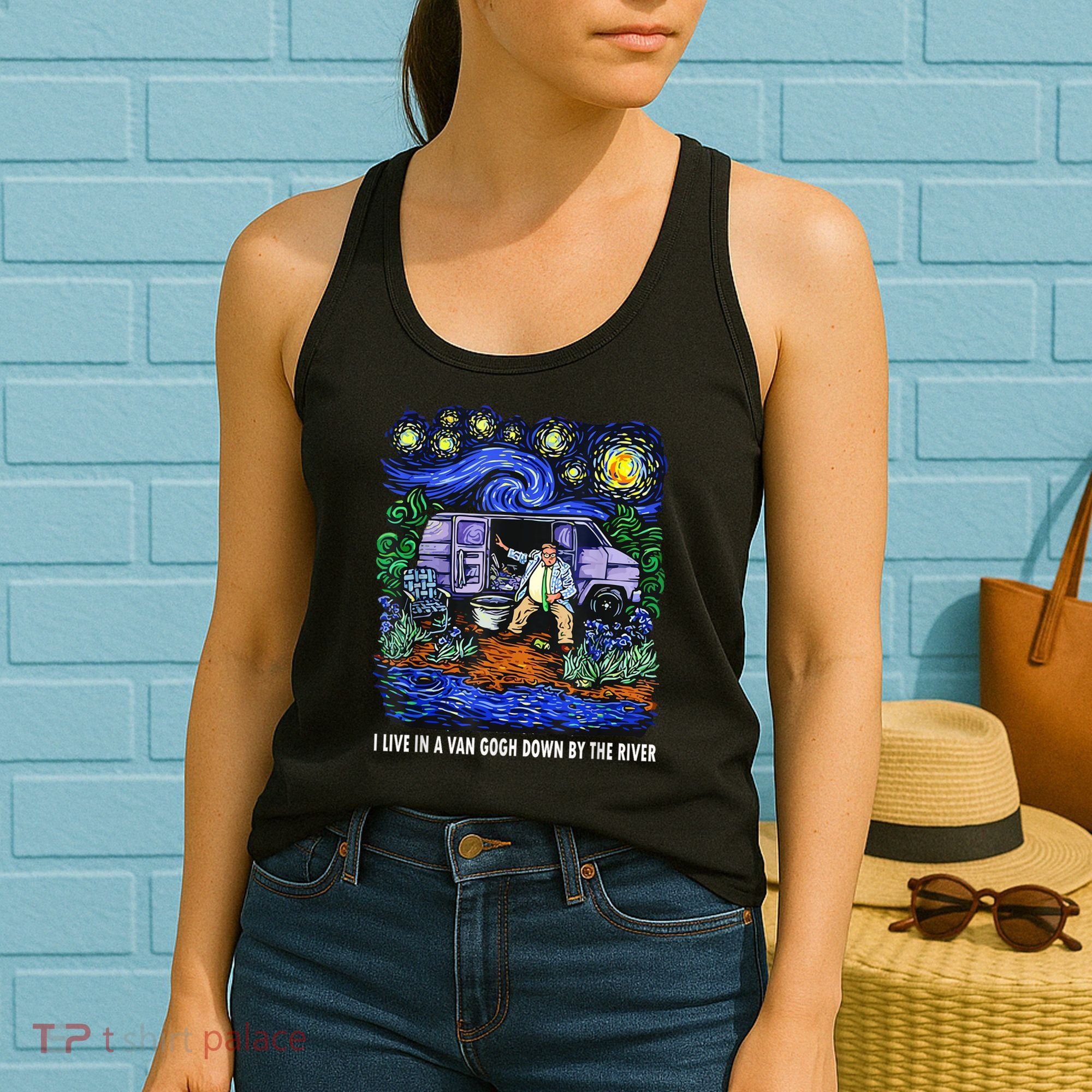 I Live In A Van Down By The River Graphic Tee Funny Art Women's Tank Top