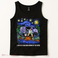 I Live In A Van Down By The River Graphic Tee Funny Art Tank Top thumb 2