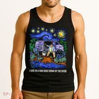 I Live In A Van Down By The River Graphic Tee Funny Art Tank Top thumb 3