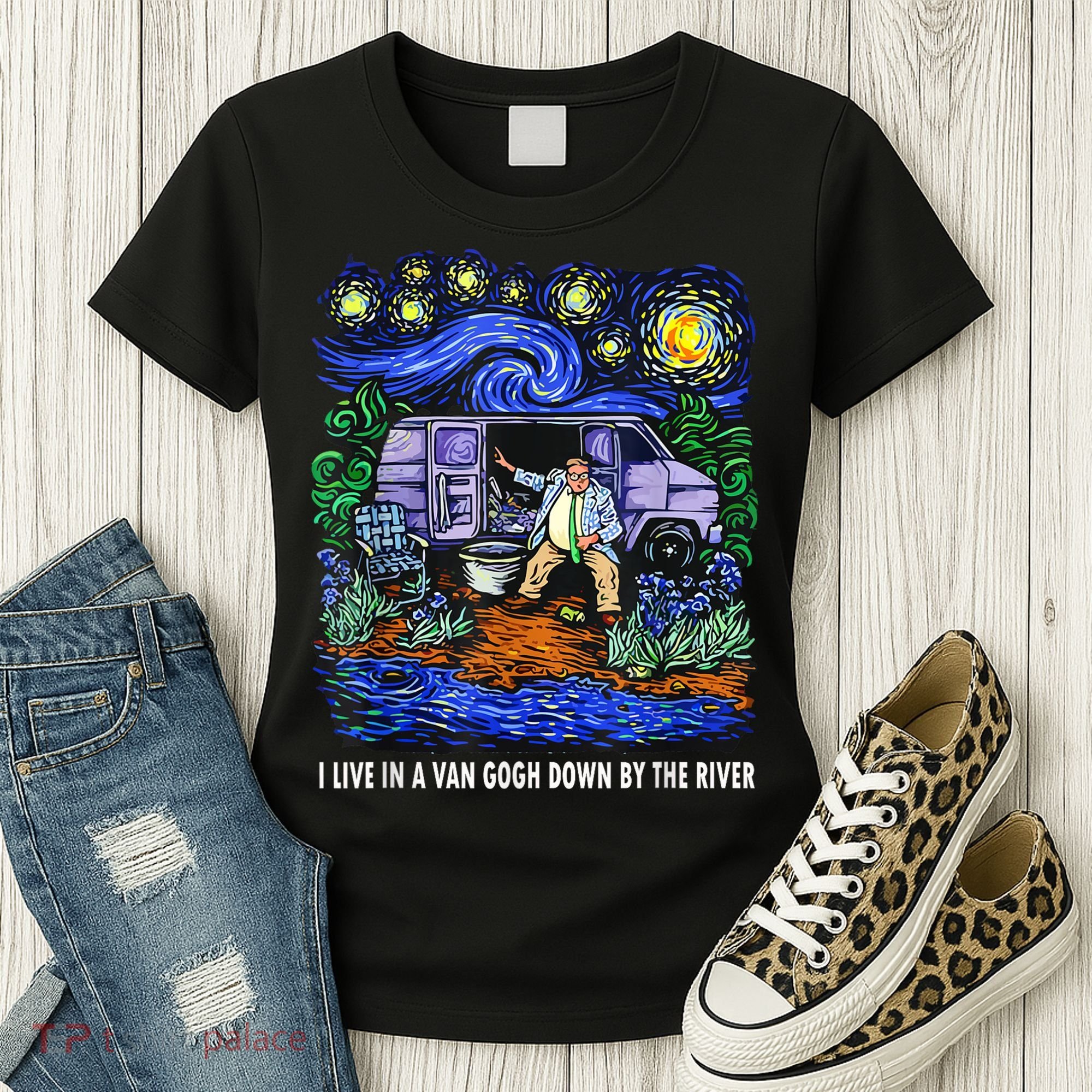 I Live In A Van Down By The River Graphic Tee Funny Art Women's T-Shirt