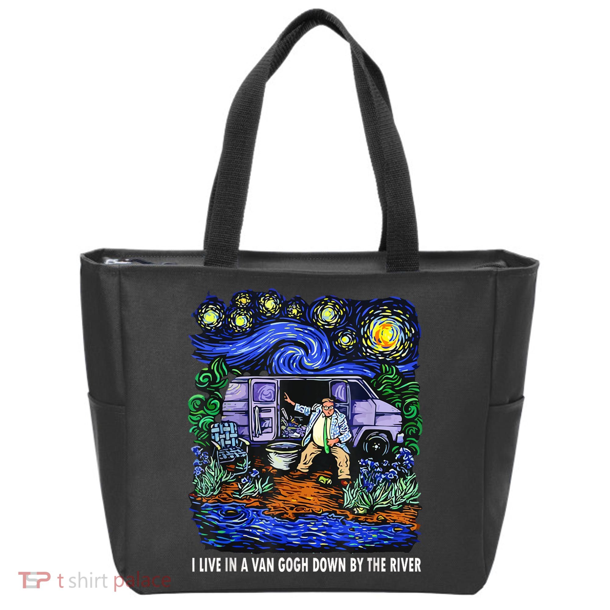 I Live In A Van Down By The River Graphic Tee Funny Art Tote Bag