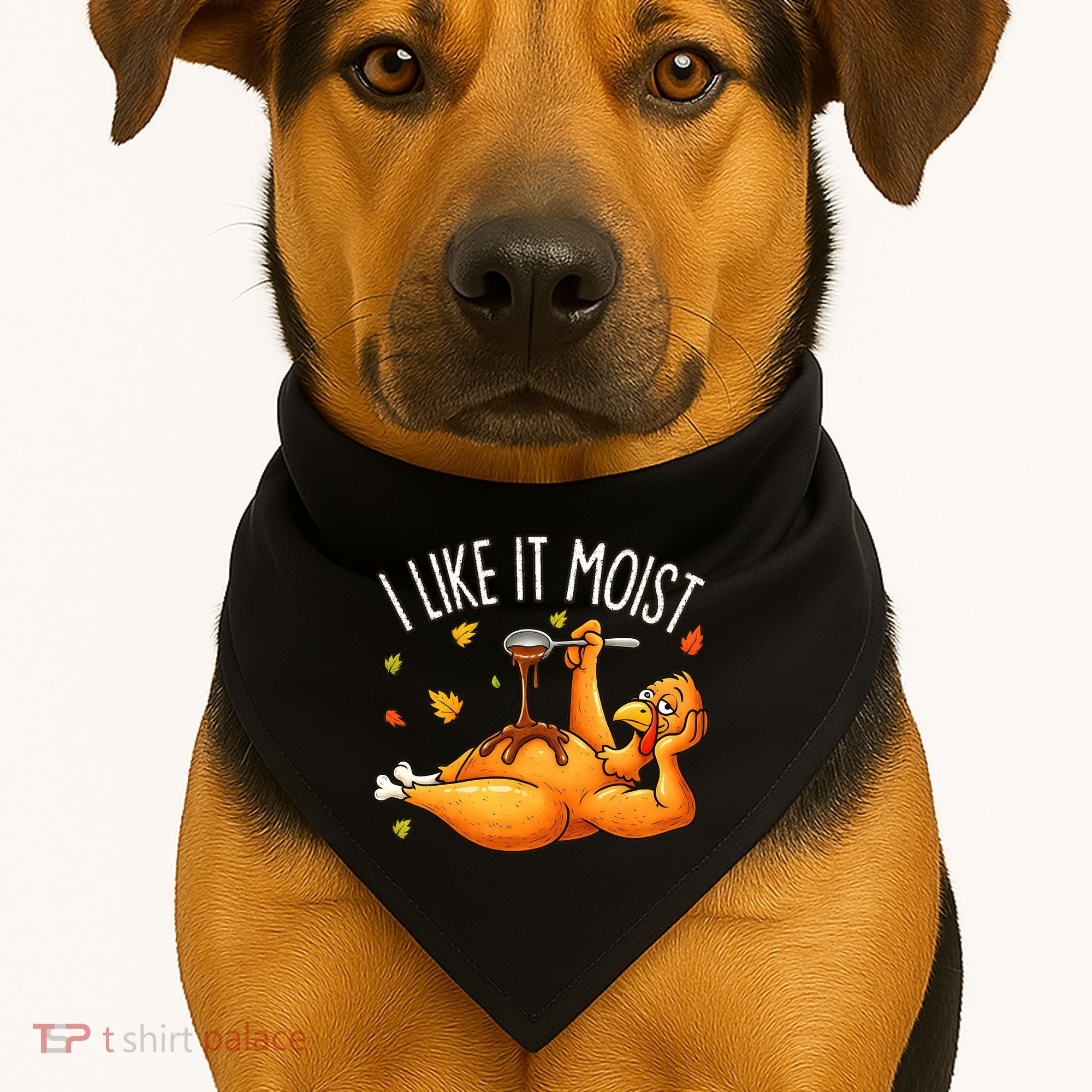 I Like It Moist Funny Turkey Thanksgiving USA-Made Doggie Bandana