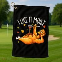 I Like It Moist Funny Turkey Thanksgiving Golf Towel thumb 1