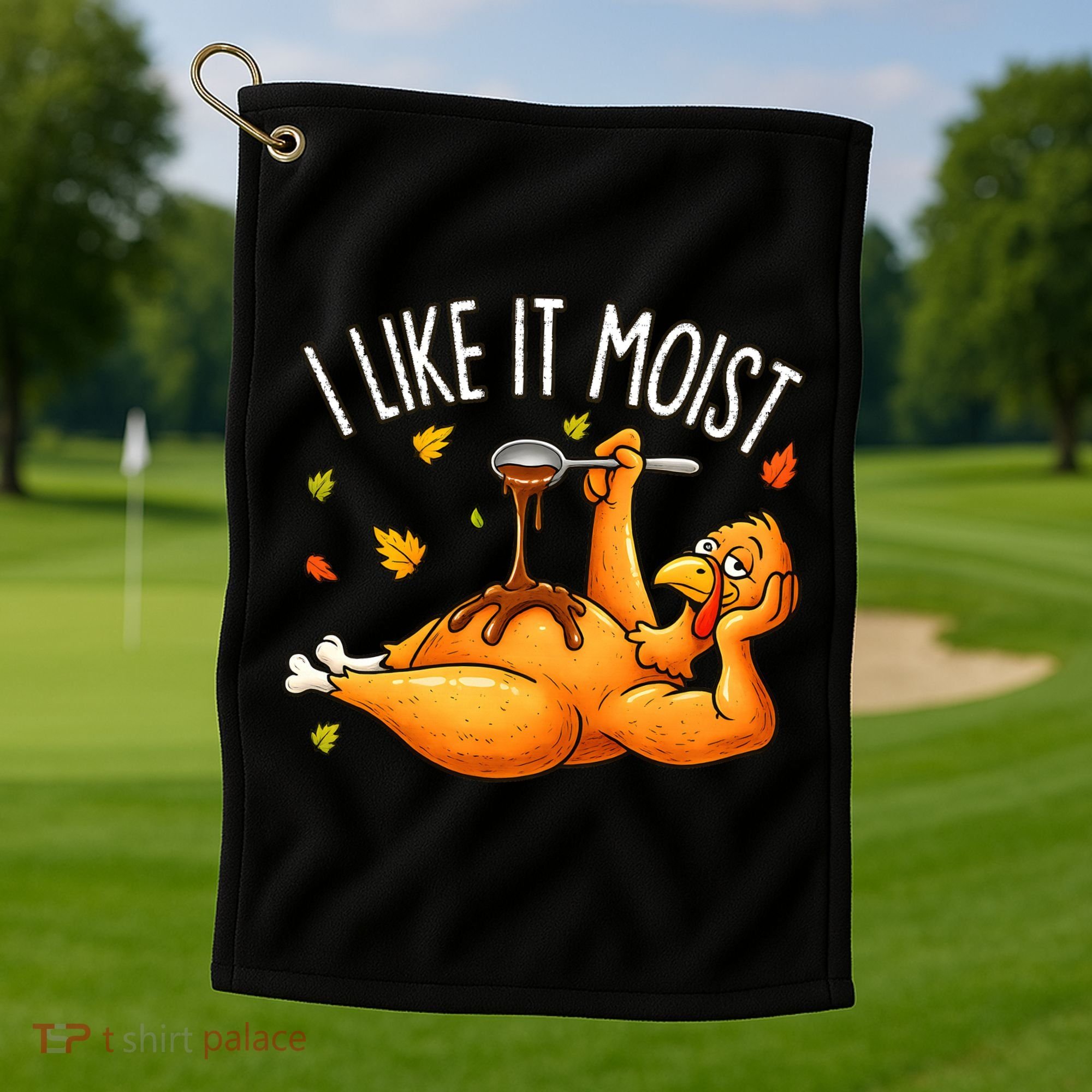I Like It Moist Funny Turkey Thanksgiving Golf Towel