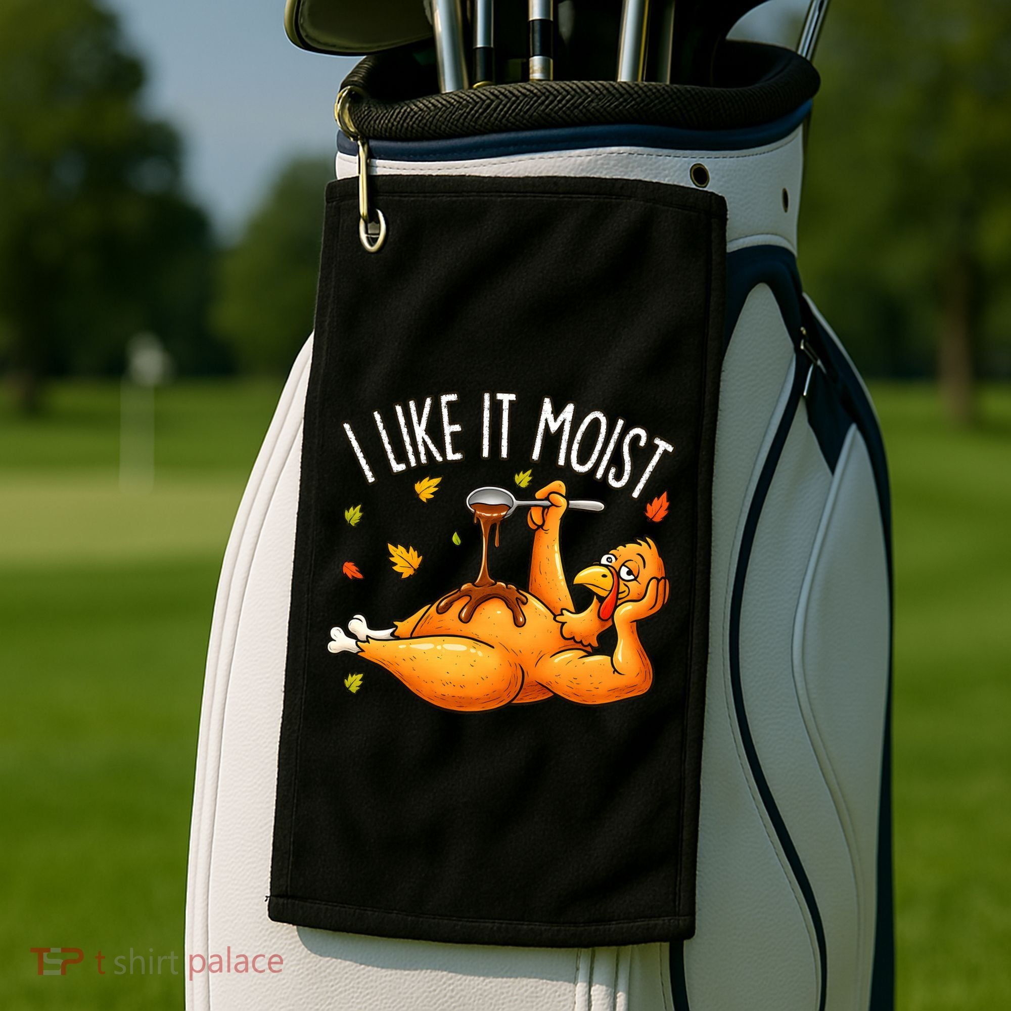 I Like It Moist Funny Turkey Thanksgiving Golf Towel
