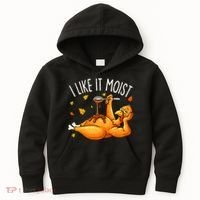 I Like It Moist Funny Turkey Thanksgiving Kids Hoodie thumb 0
