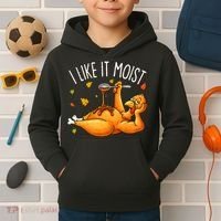 I Like It Moist Funny Turkey Thanksgiving Kids Hoodie thumb 2