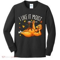I Like It Moist Funny Turkey Thanksgiving Kids Long Sleeve Shirt thumb 0
