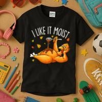 I Like It Moist Funny Turkey Thanksgiving Kids T-Shirt thumb 3