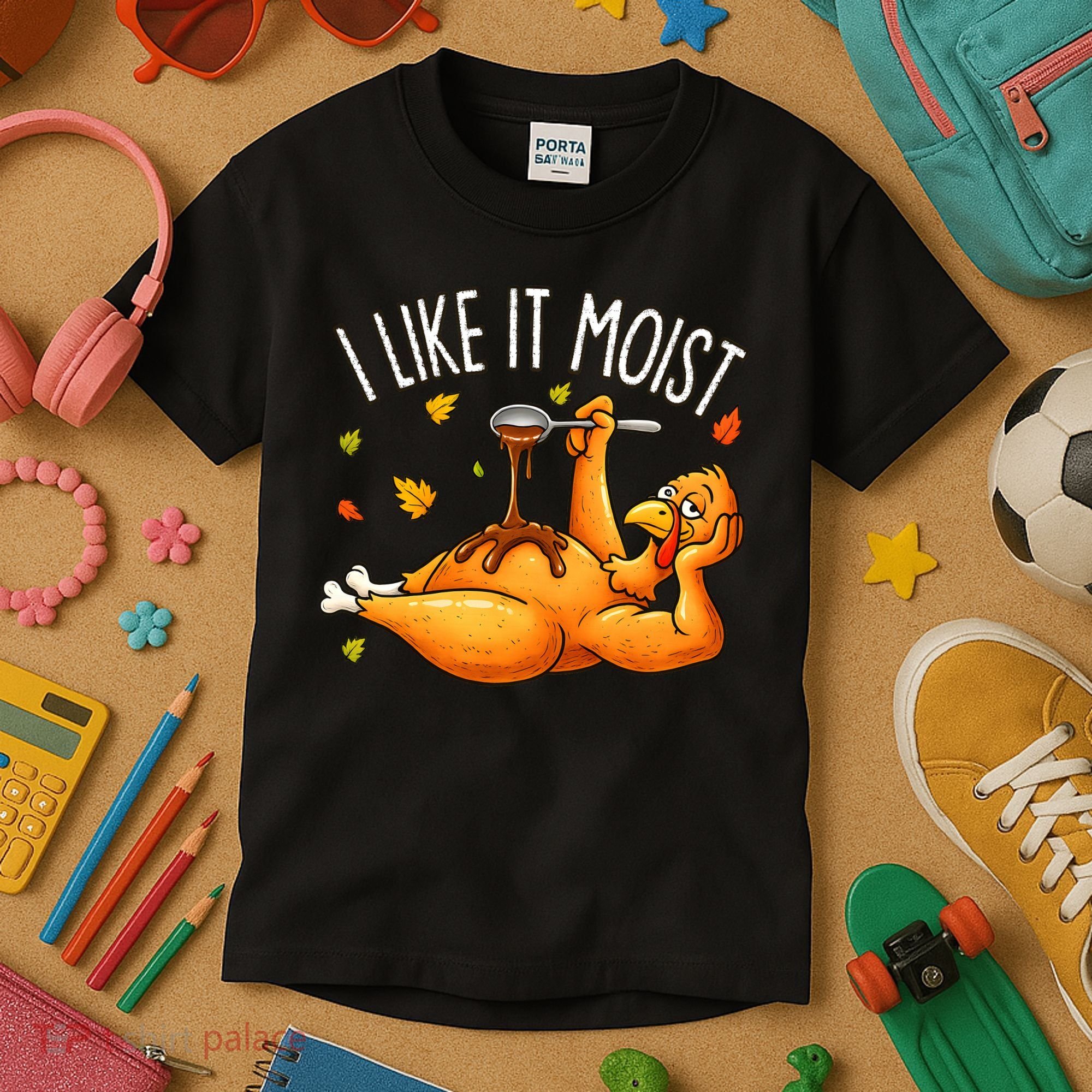 I Like It Moist Funny Turkey Thanksgiving Kids T-Shirt