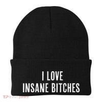 I Love Insane Bitches I Am Insane Couple Matching Couple Beanie thumb 0