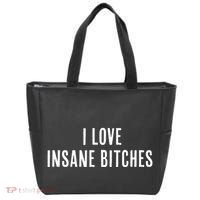I Love Insane Bitches I Am Insane Couple Matching Couple Tote Bag thumb 0