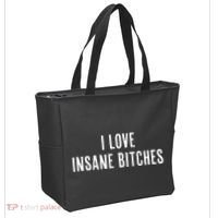 I Love Insane Bitches I Am Insane Couple Matching Couple Tote Bag thumb 2