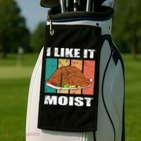 I Like It Moist Throwback Thanksgiving Dinner Family Gift Golf Towel thumb 2