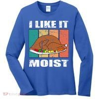 I Like It Moist Throwback Thanksgiving Dinner Family Gift Women's Long Sleeve Shirt thumb 0