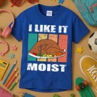 I Like It Moist Throwback Thanksgiving Dinner Family Gift Kids T-Shirt thumb 3