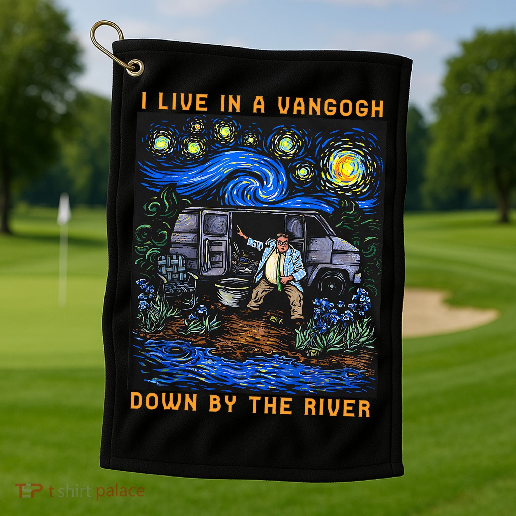 I Live In A Van Gogh Downby The River Golf Towel