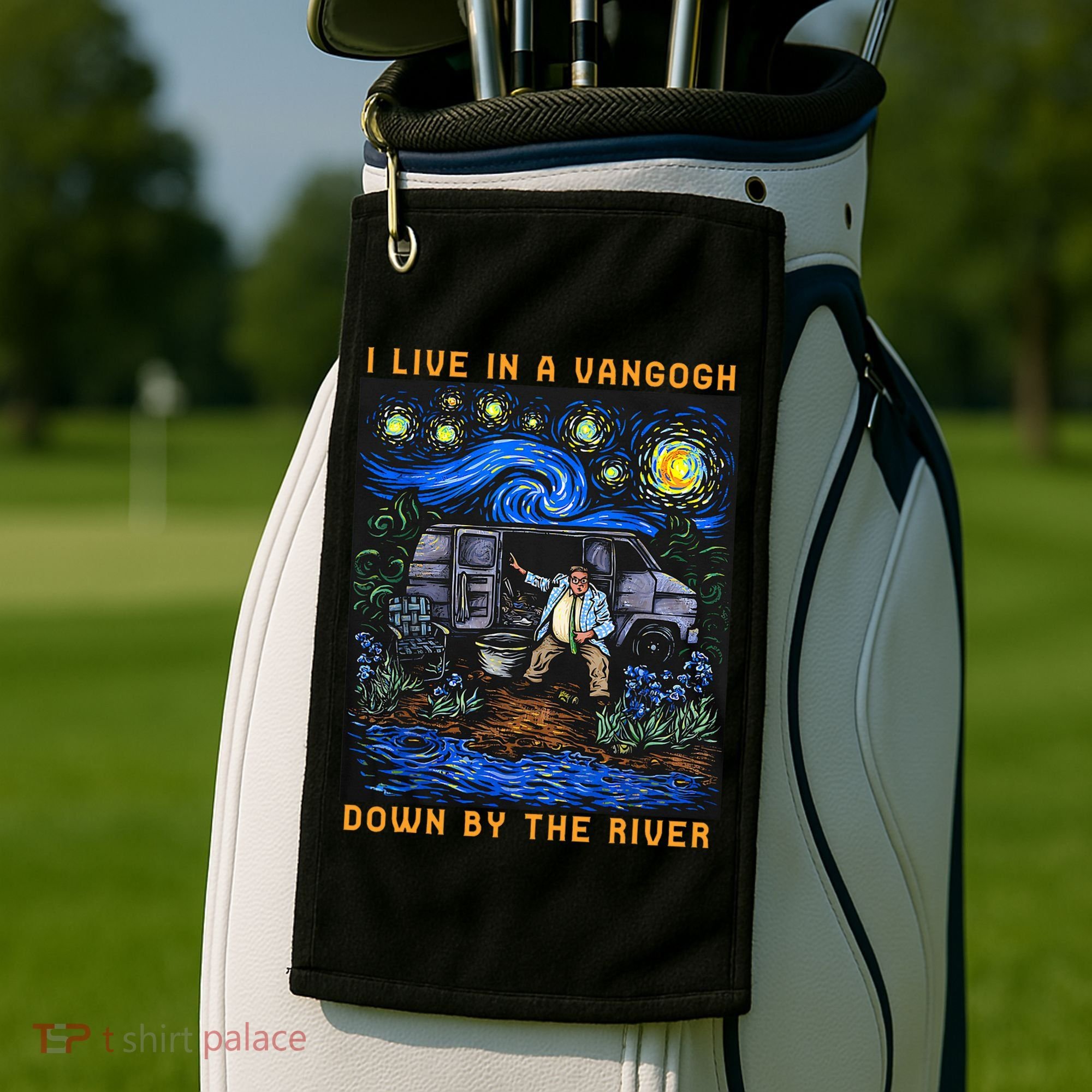 I Live In A Van Gogh Downby The River Golf Towel