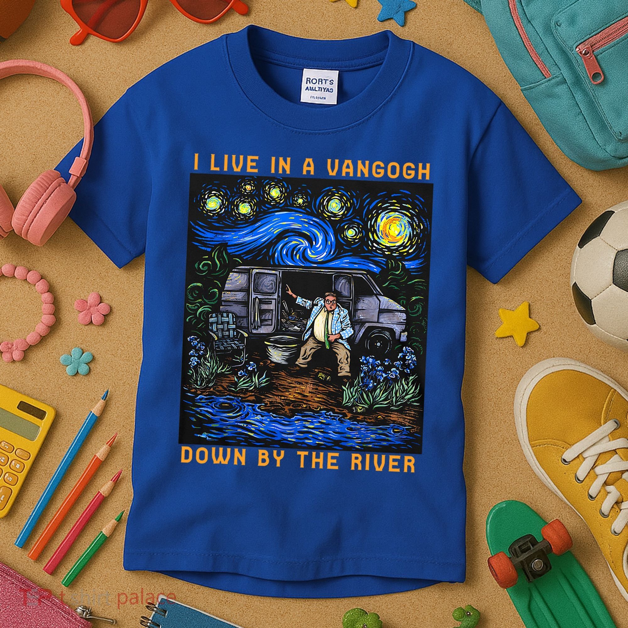 I Live In A Van Gogh Downby The River Kids T-Shirt