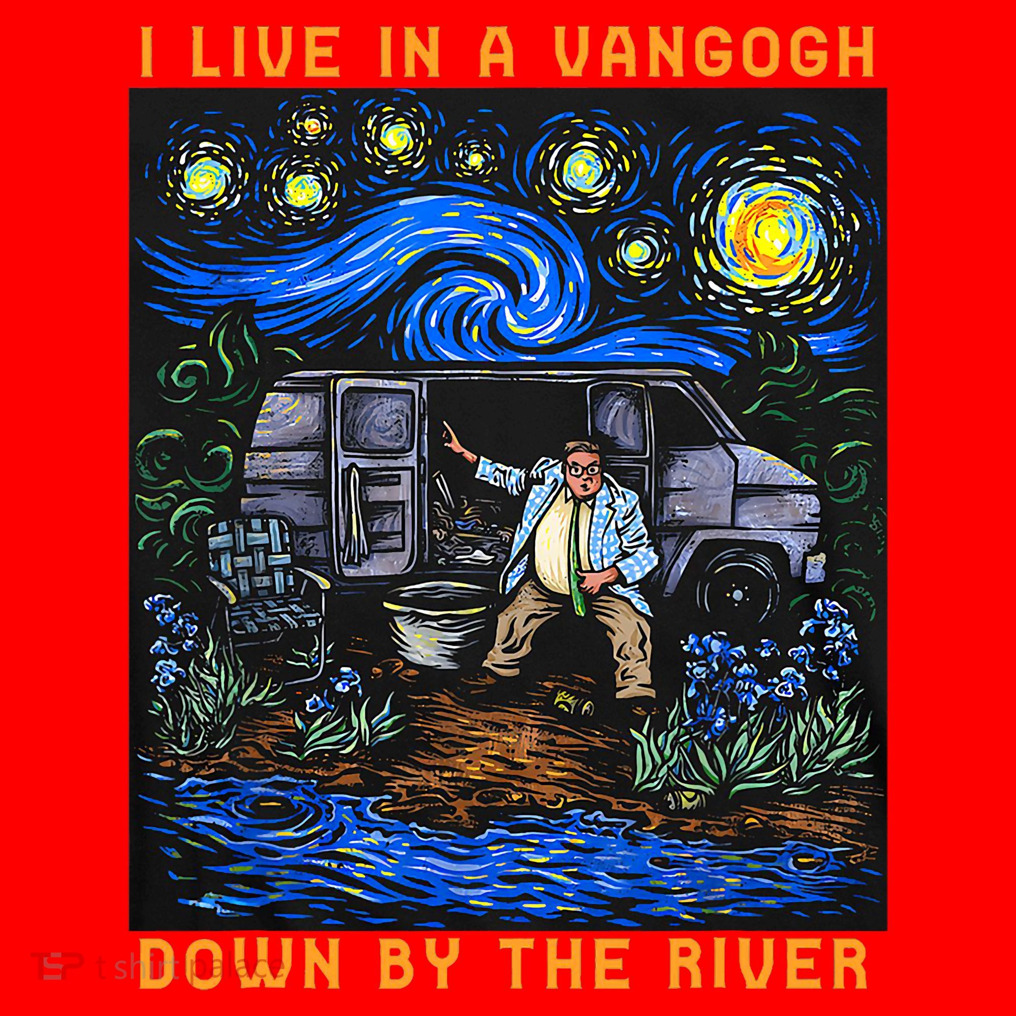 I Live In A Van Gogh Downby The River Santa Hat