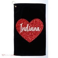 I Love Indiana Usa Red Heart Gift Golf Towel thumb 0