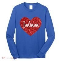 I Love Indiana Usa Red Heart Gift Long Sleeve Shirt thumb 0