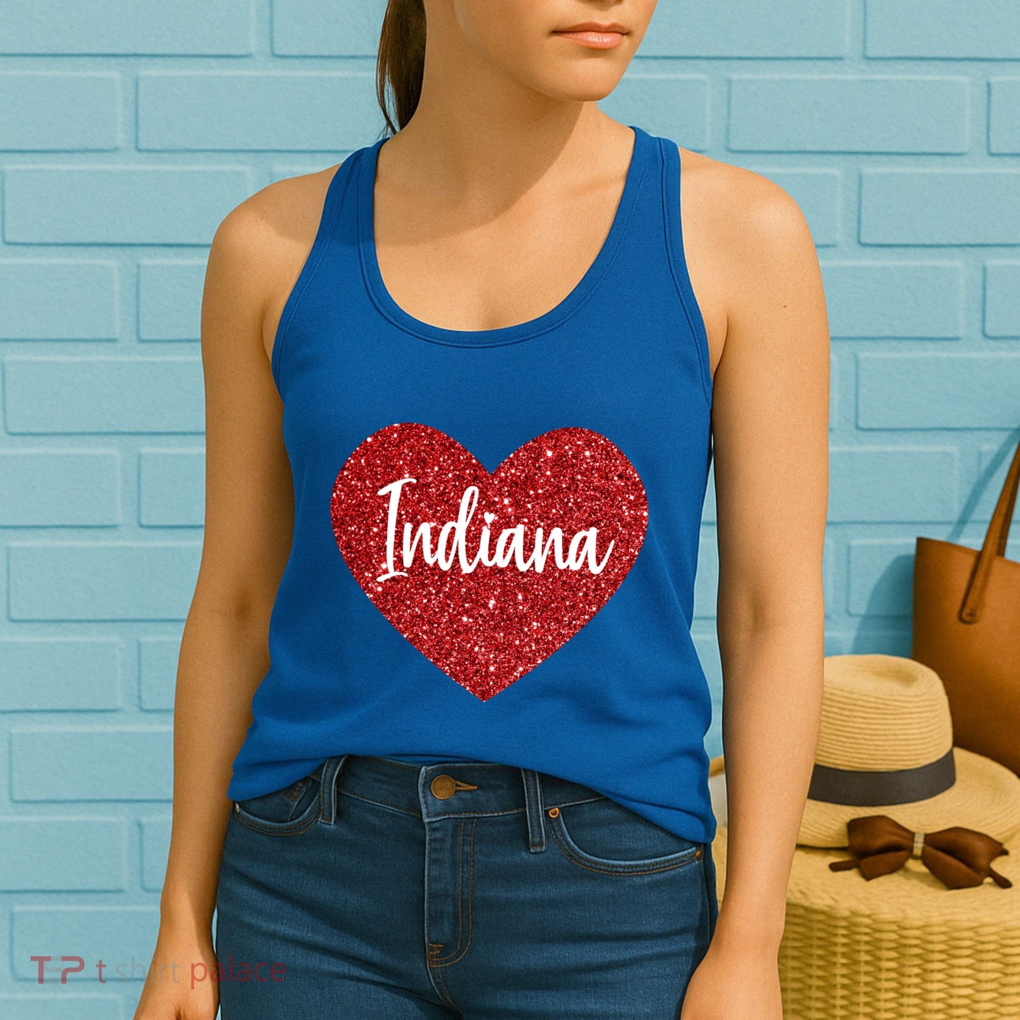 I Love Indiana Usa Red Heart Gift Women's Tank Top