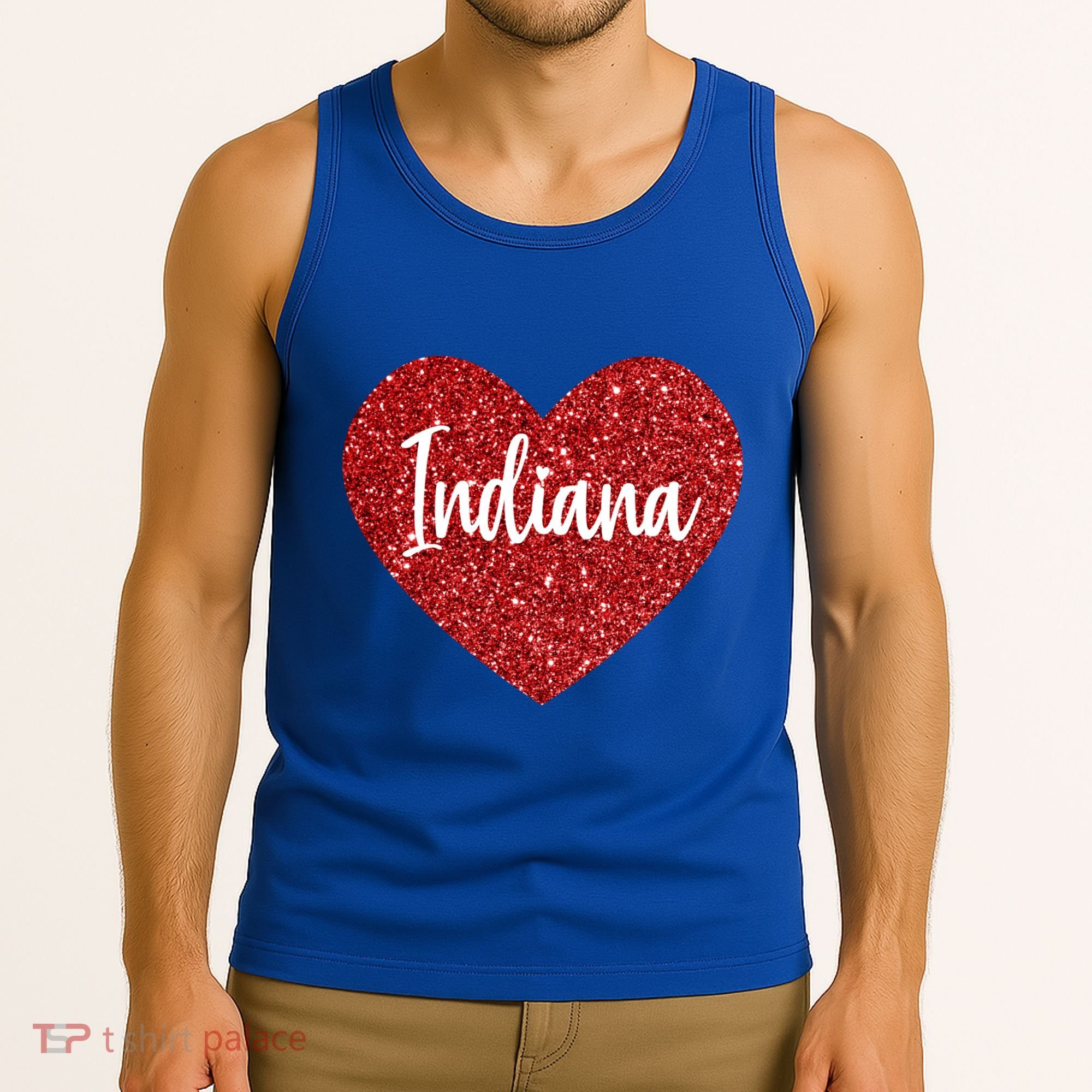 I Love Indiana Usa Red Heart Gift Tank Top