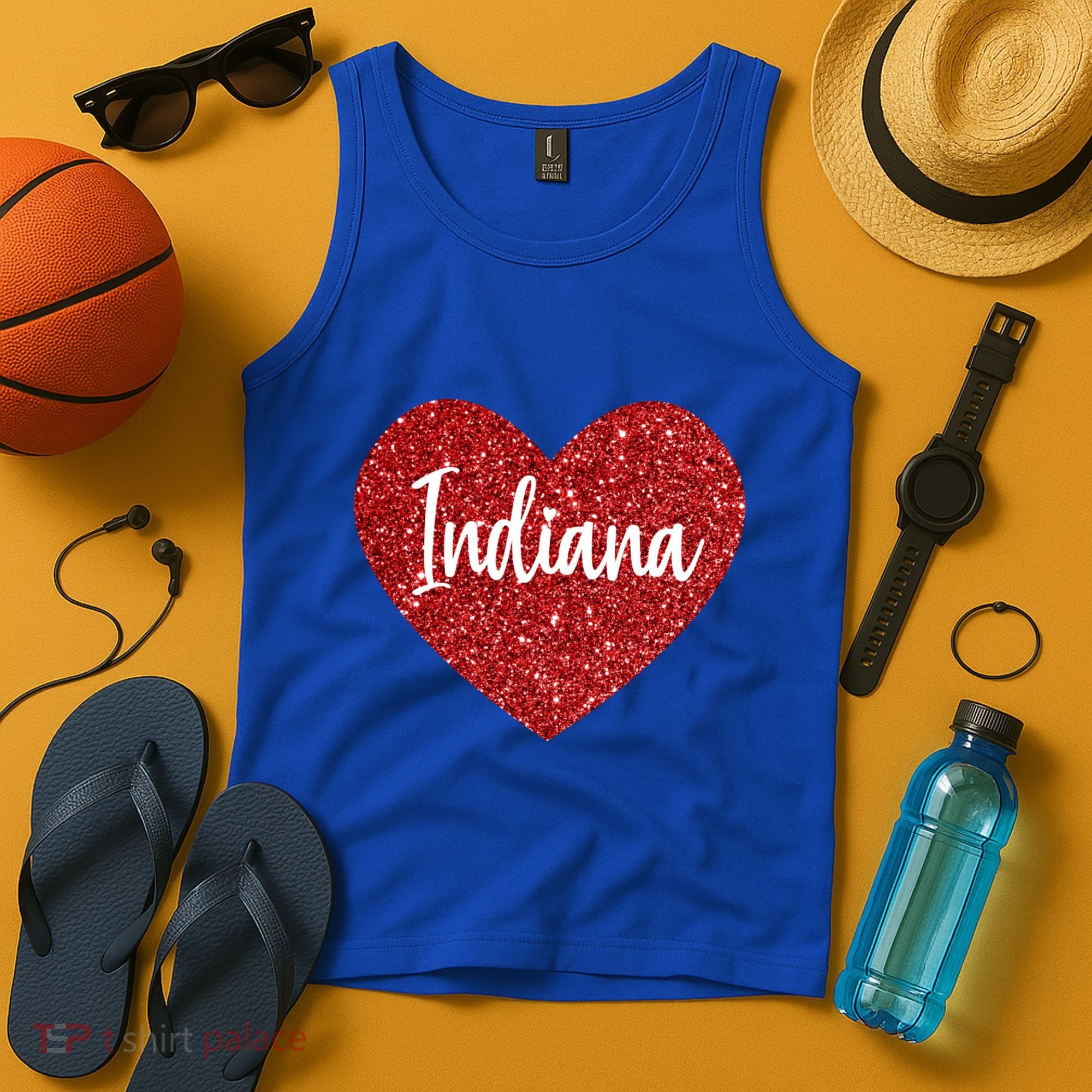I Love Indiana Usa Red Heart Gift Tank Top