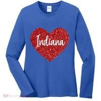 I Love Indiana Usa Red Heart Gift Women's Long Sleeve Shirt thumb 0