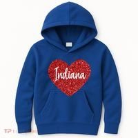 I Love Indiana Usa Red Heart Gift Kids Hoodie thumb 0