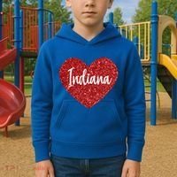 I Love Indiana Usa Red Heart Gift Kids Hoodie thumb 2