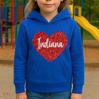 I Love Indiana Usa Red Heart Gift Kids Hoodie thumb 3